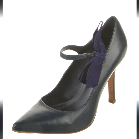Tory Burch Shoes - Tory Burch Navy Blue Ribbon Heels 9 1/2